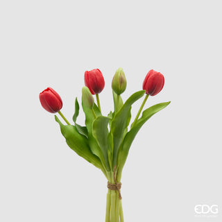 EDG Enzo De Gasperi Bouquet di Tulipani Real Touch x5 H 30 cm Rosso