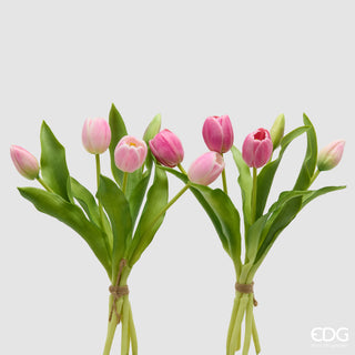 EDG Enzo De Gasperi Set 2 Bouquet di Tulipani Real Touch x5 H 30 cm Rosa