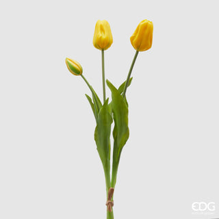 EDG Enzo De Gasperi Tulip Olis 3 Flowers H48 cm Yellow