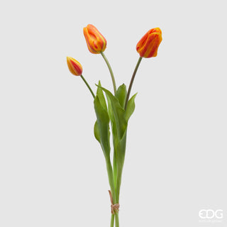 EDG Enzo De Gasperi Tulip Olis 3 Flowers H48 cm Shaded Orange
