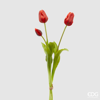 EDG Enzo De Gasperi Tulip Olis 3 Flowers H48 cm Red