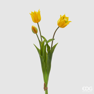 EDG Enzo De Gasperi Tulip Olis Fiorito 3 Flowers H48 cm Yellow