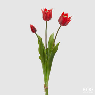 EDG Enzo De Gasperi Tulipán Olis Fiorito 3 Flores H48 cm Rojo