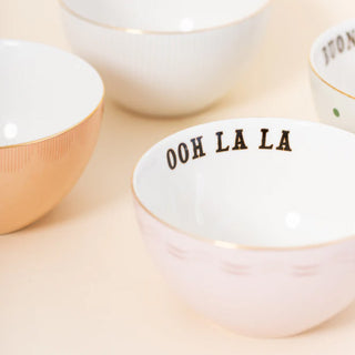 Yvonne Ellen Set of 4 Slogan Fruit Bowls in Porcelain