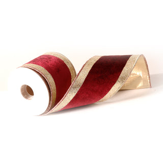 Vetur Nasto Natalizio in Velluto Glitter 4,6mx10 cm Burgundy e Oro