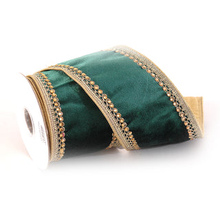 Vetur Nasto Natalizio in Velluto 4,6mx10 cm Verde e Oro