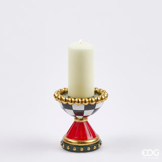 EDG Enzo De Gasperi Portacandela Scacchi H15  cm Rosso