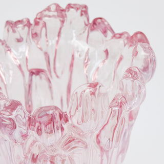 EDG Enzo De Gasperi Vaso Tulipano H30 D22 cm in Vetro Rosa