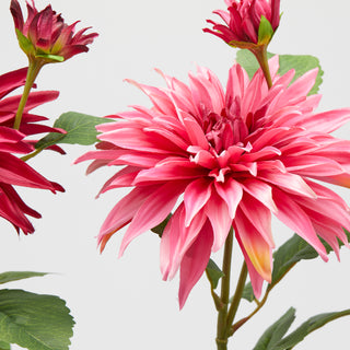 EDG Enzo De Gasperi Set of 2 Dahlia Branches with Leaves and Bud H 80 cm Dark Pink