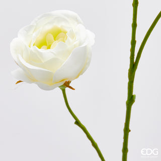 EDG Enzo De Gasperi Ramo Rosa con Foglie H100 cm Bianco