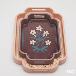EDG Enzo De Gasperi Set 2 Vassoi Decorativi Decoflor in Legno