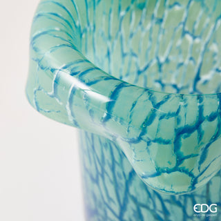 EDG Enzo De Gasperi Vaso con Bordo H21 cm D21 cm in Vetro Turchese