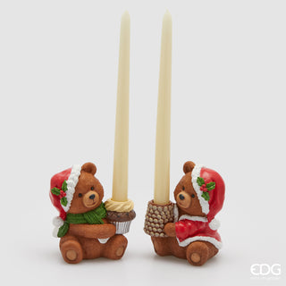 EDG Enzo De Gasperi Set 2 Portacandela natalizio Orso H13 cm