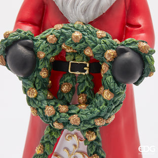 EDG Enzo De Gasperi Decorazione Natalizia Babbo Natale con Corona H39 cm