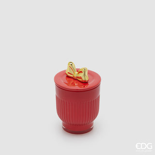EDG Enzo De Gasperi Jolie Rote Kerze mit Waldbeerenduft und 7 cm Vase