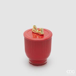 EDG Enzo De Gasperi Candela Rossa Jolie con Profumo Frutti di bosco con Vaso D9 cm