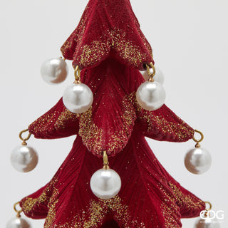 EDG Enzo De Gasperi Christmas Decoration Poly Bordeaux Pine with Pearls H 36 cm