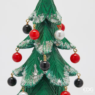 EDG Enzo De Gasperi Decorazione Natalizia Pino Poly Verde con Perle H36 cm