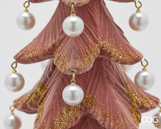 EDG Enzo De Gasperi Decorazione Natalizia Pino Poly Rosa con Perle H46