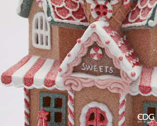 EDG Enzo De Gasperi Decorazione Natalizia Casetta Marzapane con Led H28.5x21 cm