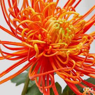 EDG Enzo De Gasperi Ramo Artificiale di Crisantemo con Foglie H75 cm Arancio