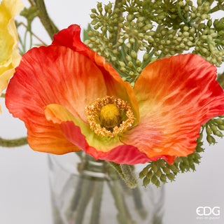 EDG Enzo De Gasperi Papavero Composizione con Foglie H36 cm Arancio