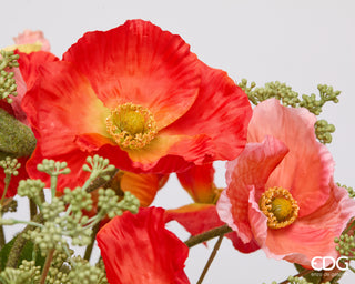 EDG Enzo De Gasperi Papavero Composizione con Foglie H53 cm Arancio