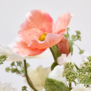 EDG Enzo De Gasperi Papavero Composizione con Foglie H53 cm Rosa