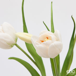 EDG Enzo De Gasperi Bouquet di Tulipani 4 Fiori H40 cm Bianco