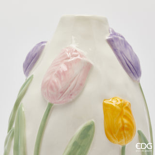 EDG Enzo de Gasperi Vaso Tulipani Ovale H18,5 cm D13 cm in Ceramica