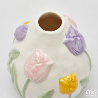 EDG Enzo de Gasperi Vaso Tulipani Ovale H18,5 cm D13 cm in Ceramica