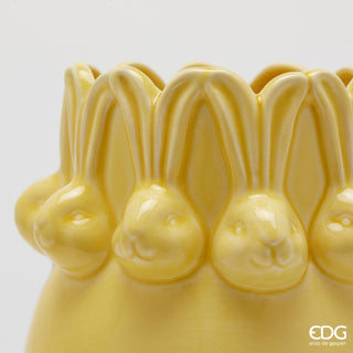 EDG Enzo de Gasperi Vaso Conigli Easter Bombato H24 cm Giallo