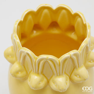 EDG Enzo de Gasperi Vaso Conigli Easter Bombato H24 cm Giallo