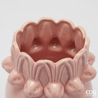 EDG Enzo de Gasperi Vaso Conigli Easter Bombato H24 cm Rosa