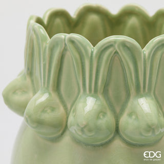 EDG Enzo de Gasperi Vaso Conigli Easter Bombato H24 cm Verde