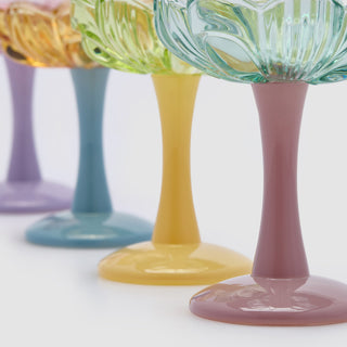 EDG Enzo De Gasperi Set of 4 Glass Flower Candle Holders