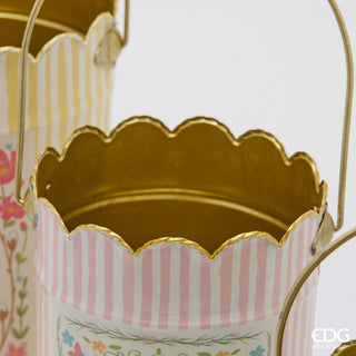 EDG Enzo De Gasperi Set 3 Vasi Righe Mix Cilindro con Manico