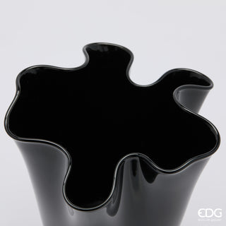EDG Enzo De Gasperi Vaso Drappo in Vetro H29 cm Nero
