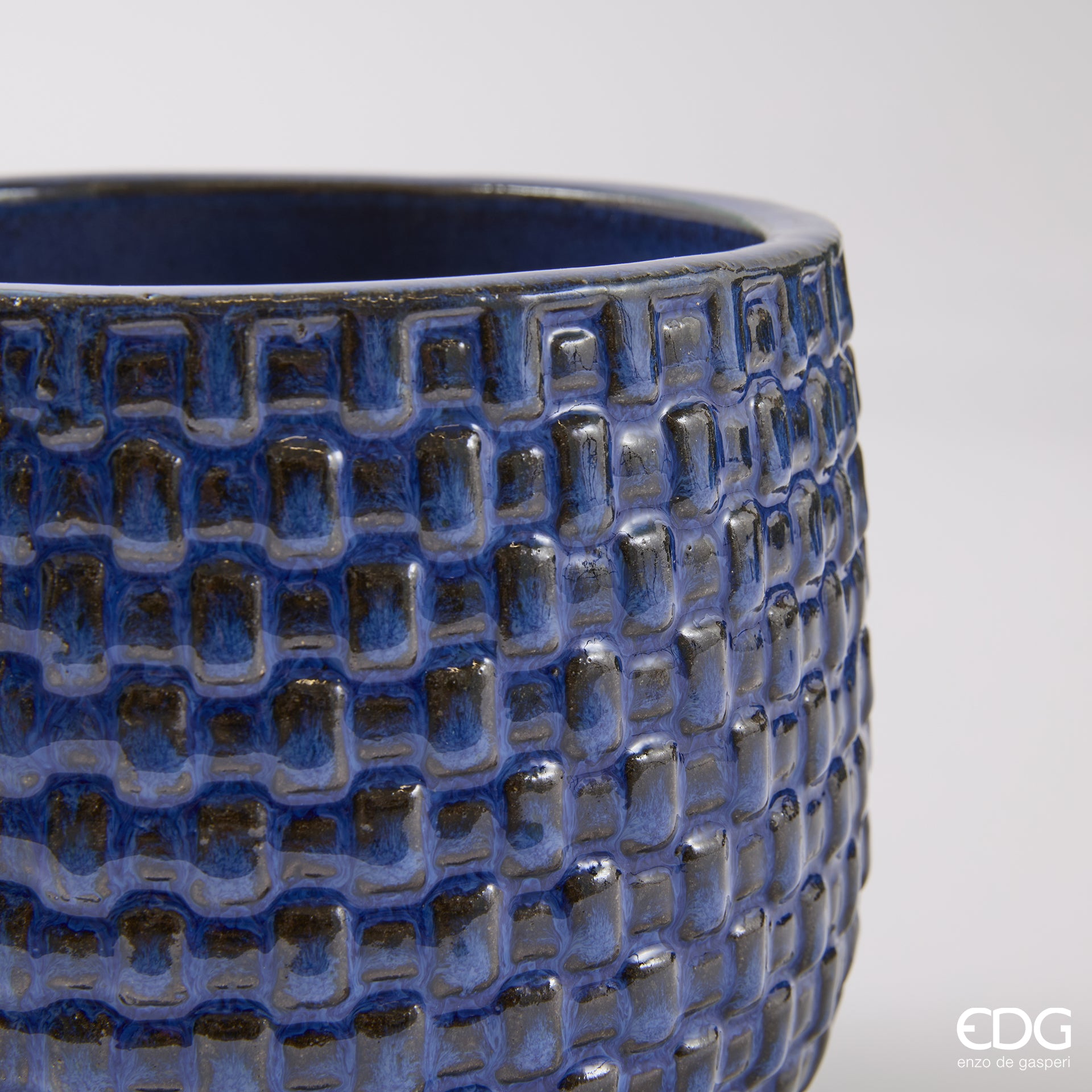 EDG Enzo De Gasperi Angebot: Set mit 5 blauen, gewölbten Übertopfvasen – Le Gioie
