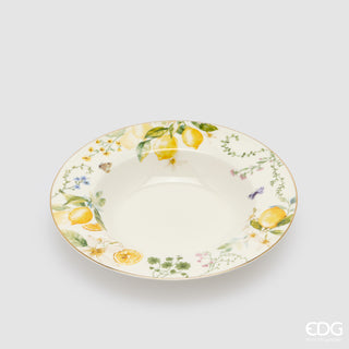 EDG Enzo De Gasperi Servizio Tavola 24 pz Limoni in Porcellana con Bordo oro 24K