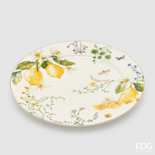 EDG Enzo De Gasperi Servizio Tavola 24 pz Limoni in Porcellana con Bordo oro 24K