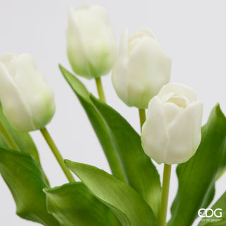 EDG Enzo De Gasperi Bouquet di Tulipani Real Touch x7 H 30 cm Bianco