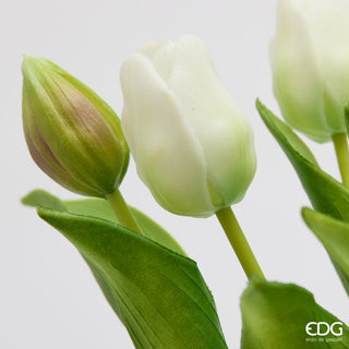 EDG Enzo De Gasperi Bouquet di Tulipani Real Touch x7 H 30 cm Bianco