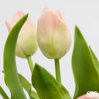 EDG Enzo De Gasperi Set 2 Bouquet di Tulipani Real Touch x7 H 30 cm Rosa Pesca