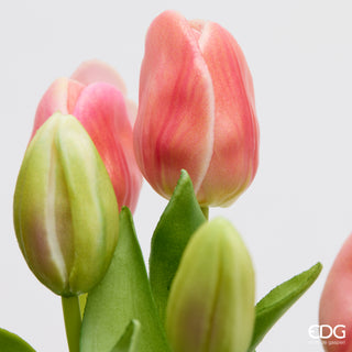EDG Enzo De Gasperi Set 2 Bouquet di Tulipani Real Touch x7 H 30 cm Rosa Pesca