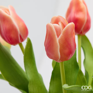 EDG Enzo De Gasperi Set 2 Bouquet di Tulipani Real Touch x7 H 30 cm Arancione
