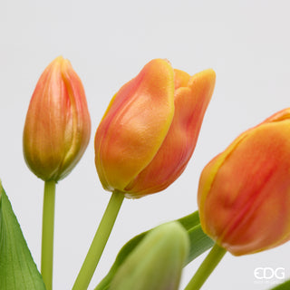 EDG Enzo De Gasperi Set 2 Bouquet di Tulipani Real Touch x7 H 30 cm Arancione