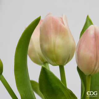 EDG Enzo De Gasperi Set 2 Bouquet di Tulipani Real Touch x7 H30 cm Rosa Chiaro
