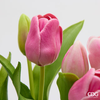 EDG Enzo De Gasperi Set 2 Bouquet di Tulipani Real Touch x7 H30 cm Rosa