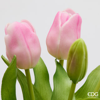 EDG Enzo De Gasperi Set 2 Bouquet di Tulipani Real Touch x7 H30 cm Rosa
